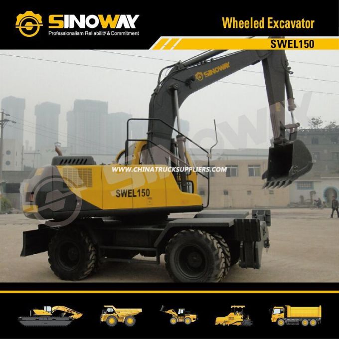 15 Ton Wheeled Excavator with Cummins Engine 