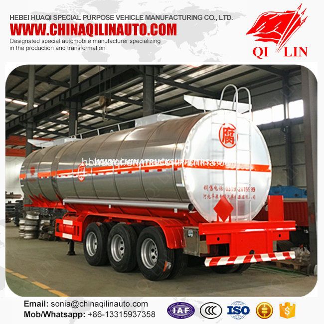 Qilin Round Shape Stainless Steel Corrosive Acid Tanker Semi Trailer 
