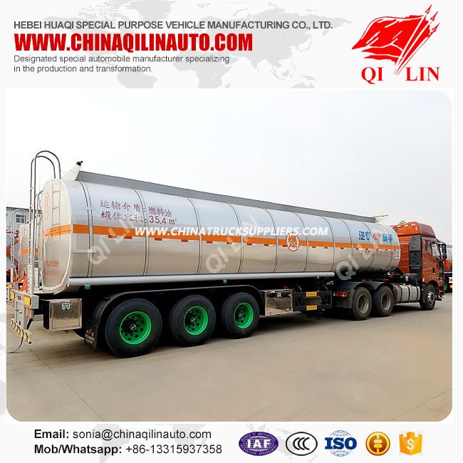 Tri-Axle 35000 Liters Carbon Steel Fuel Tank Semi Trailer 