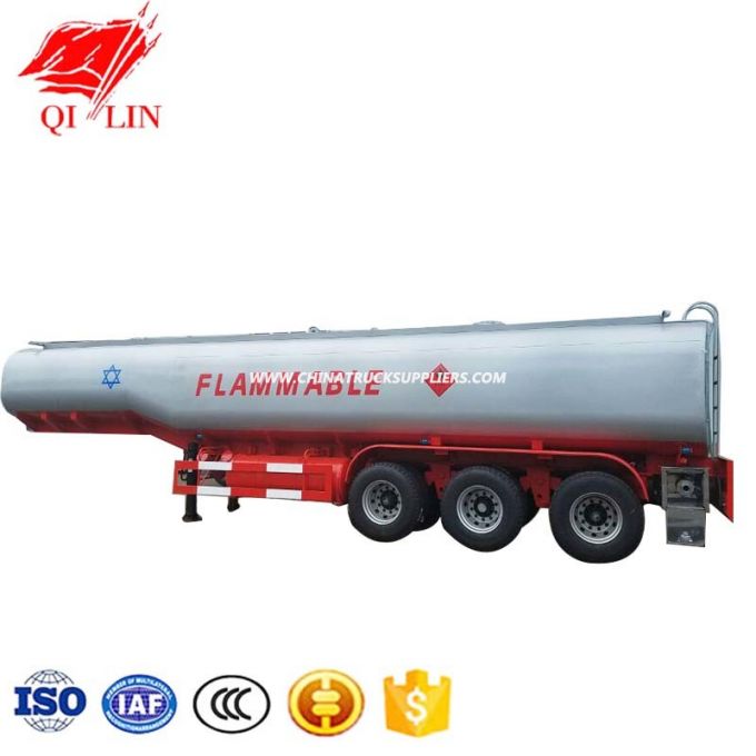 Flammable Gasoline Tank Trailer, 4mm 5mm 6mm Tank Thickness Liquid Tanker Trailers 