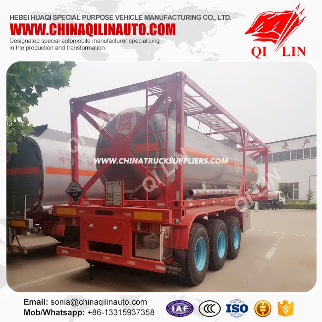 Tri-Axle Dangerous Liquid Transport Container Tank Semi Trailer for Corrosive Substances 