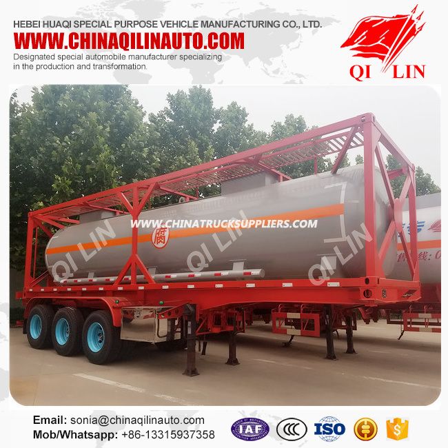 30FT Container Sulfuric Acid Tank Semi Trailer with 3 Axles 