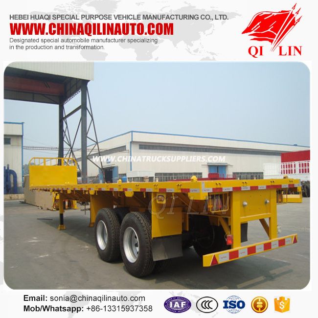 Double Axles 20FT Flatbed Semi Trailer with Container Locks Images 1