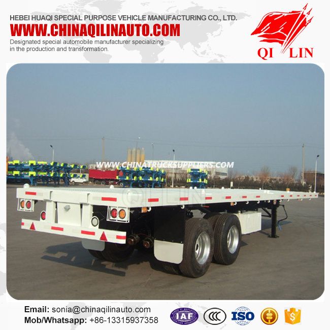 2 Axle 40FT Flatbed Trailer Price with 12 Container Locks Images 1