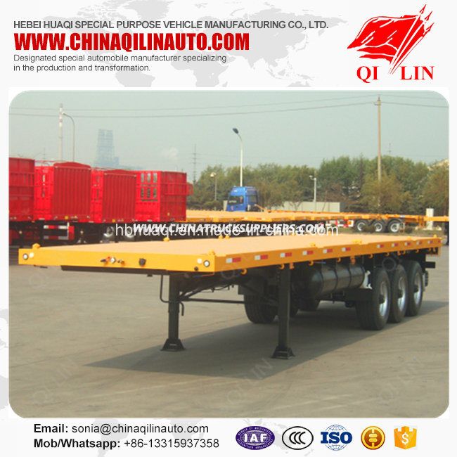 3 Axles 40FT Flatbed Semi Trailer for Tractor Truck Images 1