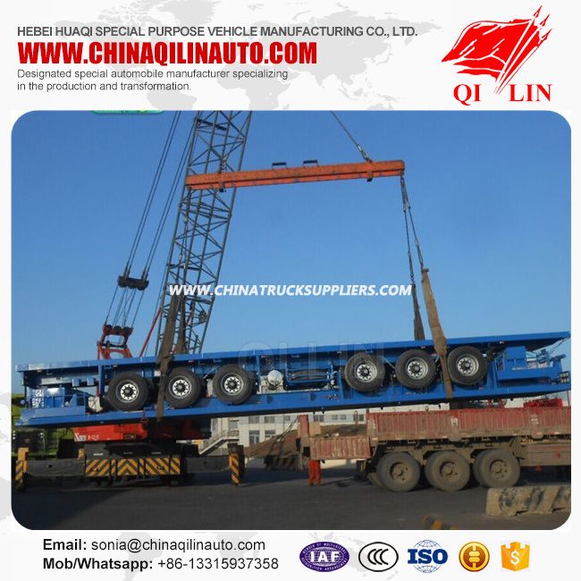 3 Axle 40FT Flatbed Trailer with Super Single Tyre Images 1