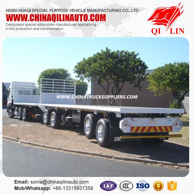 2 Axle Flat Deck Container Truck Surperlink Semi Trailer Images 1
