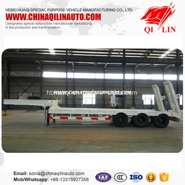 3 Axles Low Bed Semi Trailer for Construction Machinery Transportation 