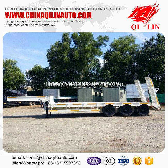 Heavy Duty Tri-Axle 60t Low Flatbed Semi Trailer for Sale 