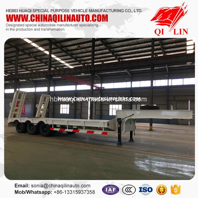 High Quality Low Bed Semi Trailer with Hydraulic Ladder 