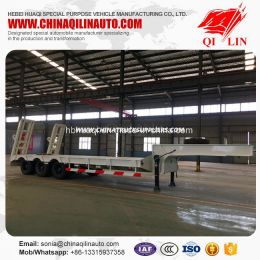 High Quality Low Bed Semi Trailer with Hydraulic Ladder