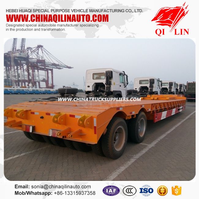 2lines 4axles 40-60tons Truck Lowboy Lowbed Low Bed Semi Trailer 