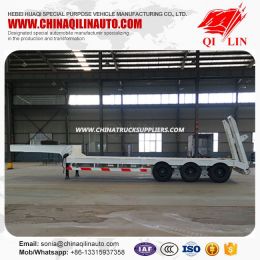 Tri-Axle Low Flatbed Semi Trailer with Hydraulic Ladder