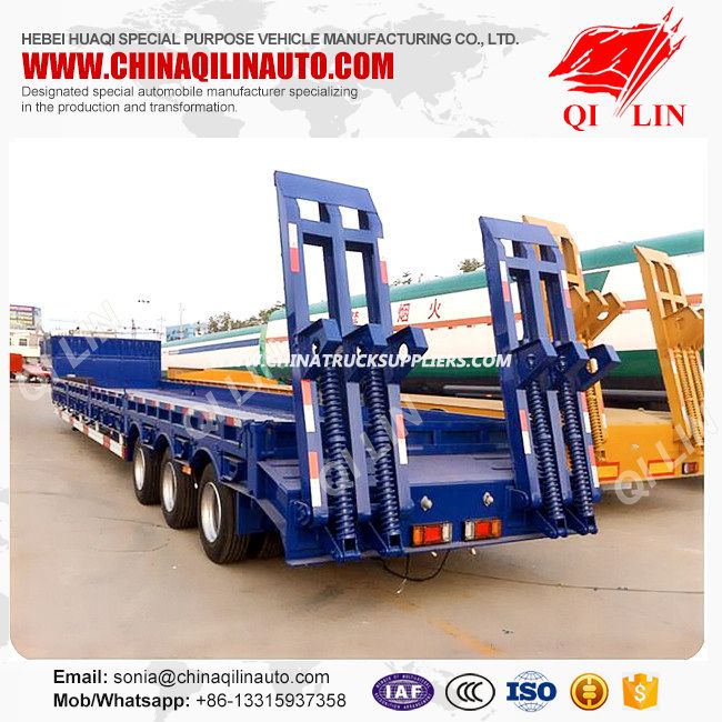 Concaved Lowbed Truck Semi Trailer 50t Excavator Transportation Low Loader 