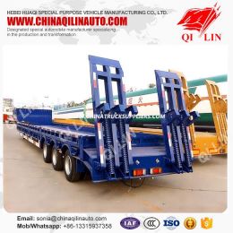 Concaved Lowbed Truck Semi Trailer 50t Excavator Transportation Low Loader