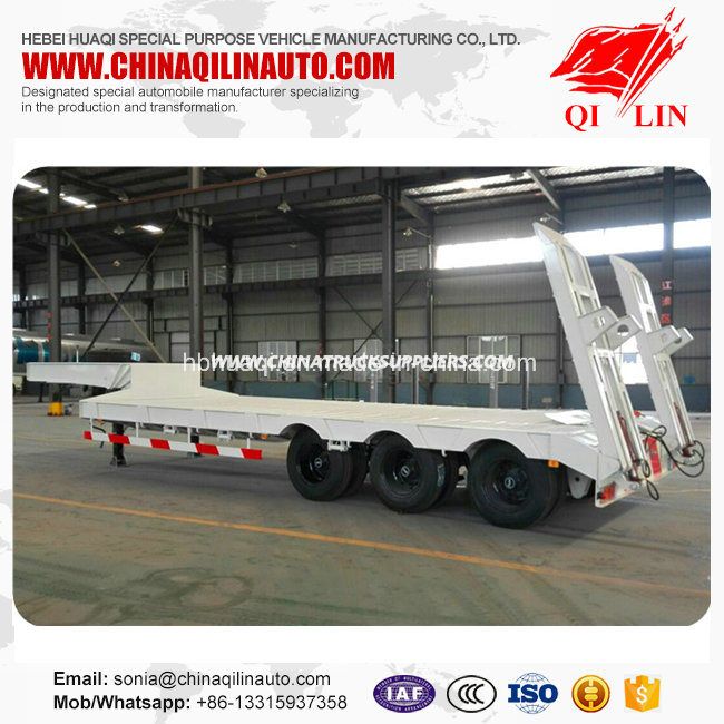 Good Quality Carbon Steel 60t Payload Low Flatbed Semi Trailer 