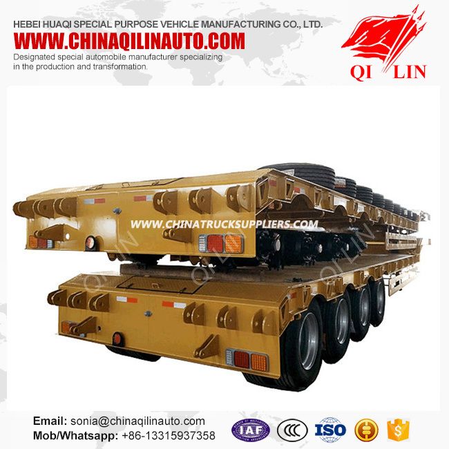 2019 New Hydraulic 4 Axles Low Flatbed Trailer for Sale 