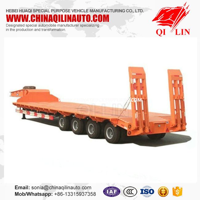 80-100ton 4 Axles Capacity Low Loader Trailer with Manual Ladder 
