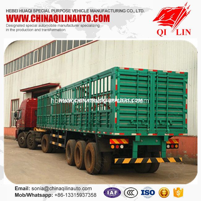 3 Axles Storehouse Bar Semi Trailer for Livestock Transport 