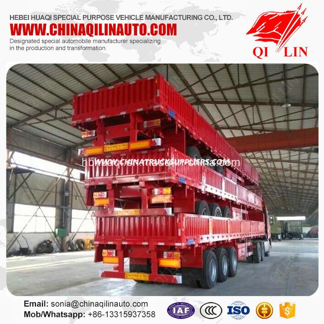 3 Axles 50 Tons Cargo Fence Trailer  with Detachable Wall 