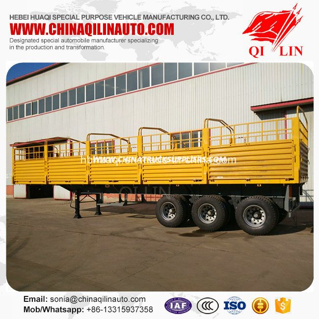 Three Axles Dry Bulk Cargo Stake Semi Trailer for Sale 