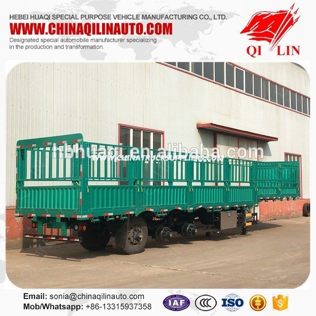 60 Ton Semitrailer Con Jaula Y Baranda Volcable Dropside Open 