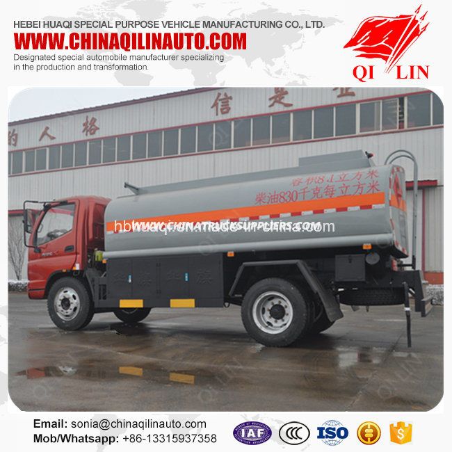 High Quality 8cbm Fuel Tanker Truck with CCC ISO Certificate 