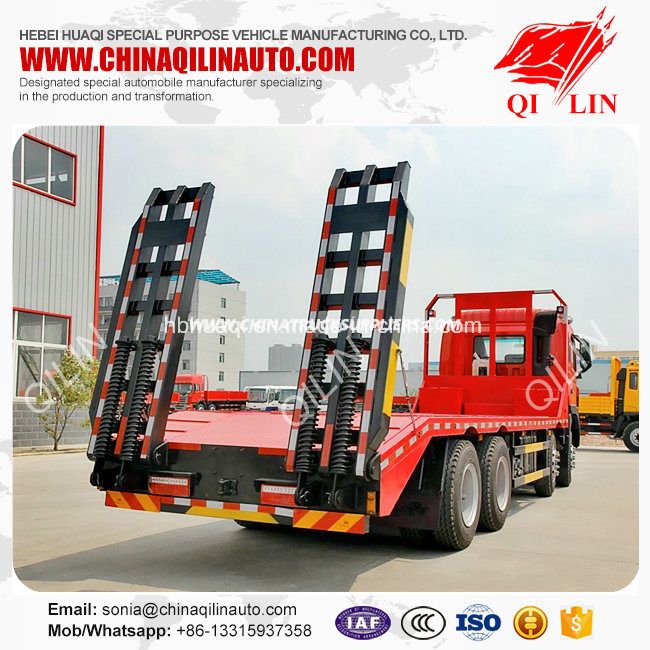 30 Tons Drop Deck Truck with 1000mm Hydraulic Ramp 
