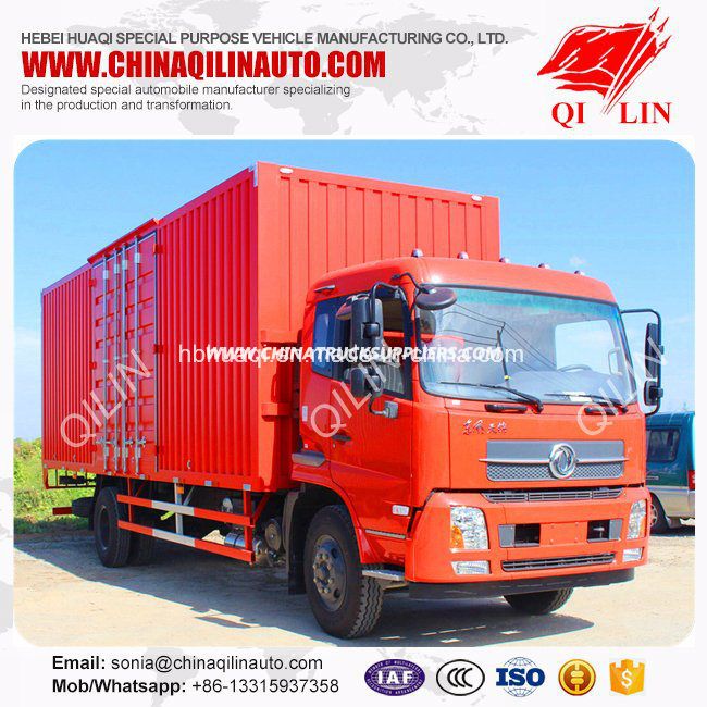 Red Color Dry Cargo Box Truck with 2 Side Doors 