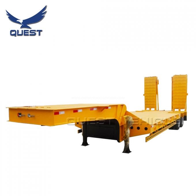 40tonnes Tire Exposed Lowboy Low Loader Semi-Trailer with Folading Ladder Images 1