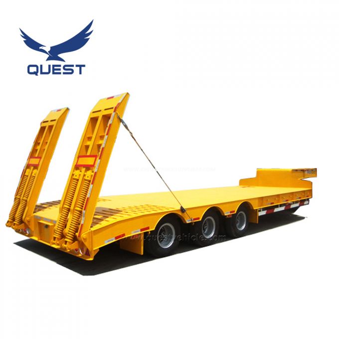 Flatbed-Type Low Deck Trailer / 50ton 3 Axle Lowbed Semi Trailer for Sale 