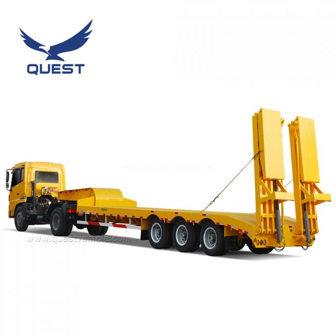 Quest 3 Axle 100 Ton Extendable Low Bed Semi Trailer for Sale 