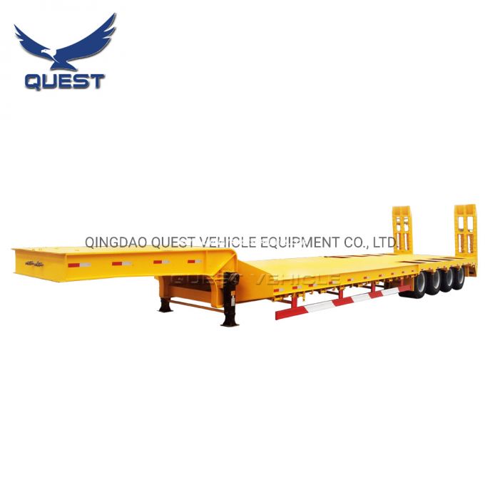 80ton 4 Axle 13 Meters Low Bed Flatbed Semitrailer 