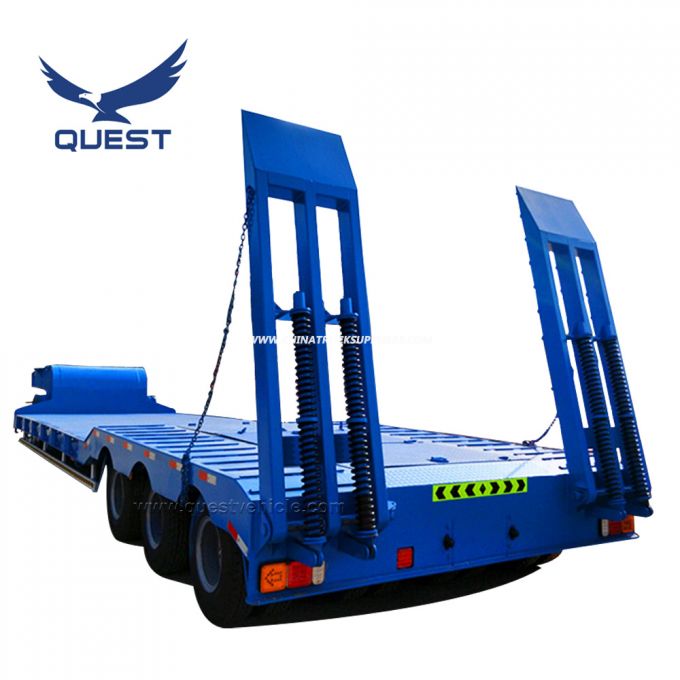 Quest 3 Axles 60tons Lowbed Low Loader Semi Truck Trailer 