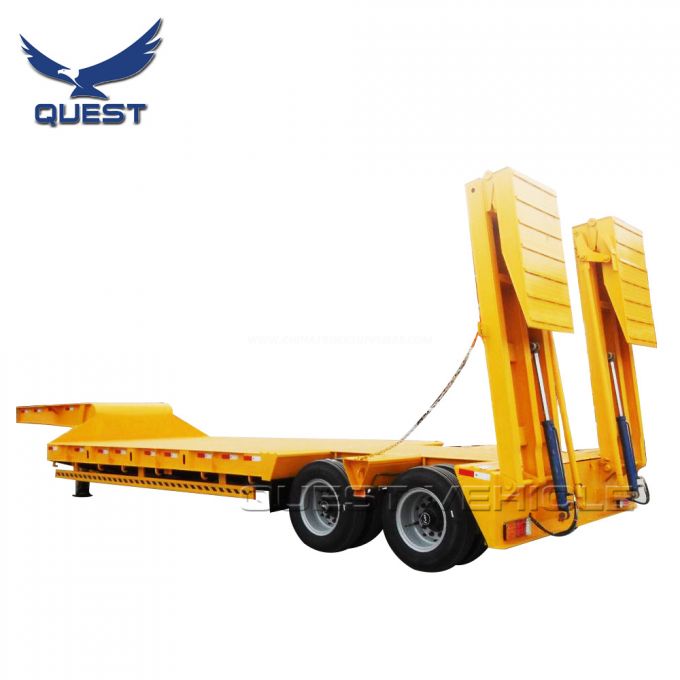 Hydraulic Ramps 2 Axles 50 Tons Low Loader Low Bed Semi Trailer 