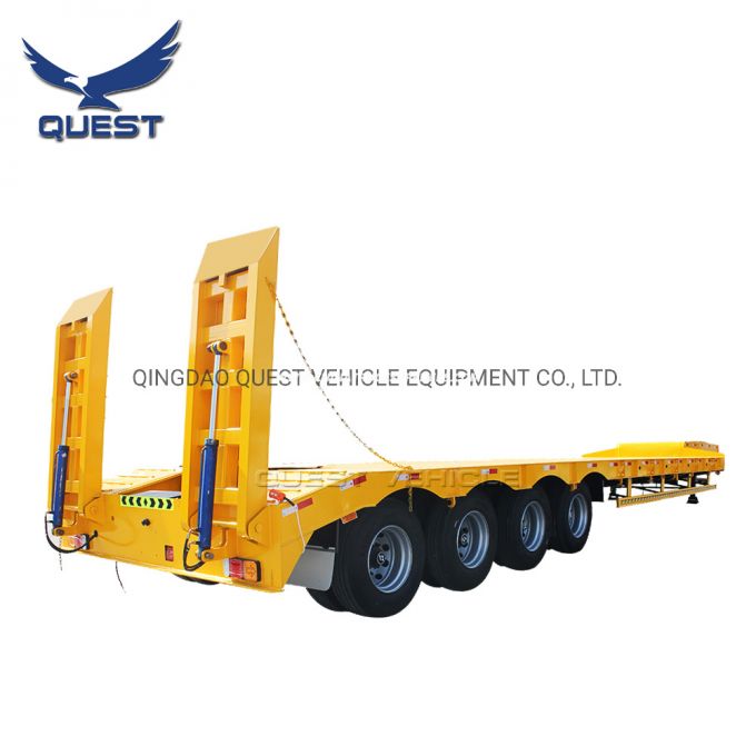 4 Axles Low Bed Semi-Trailer 80-100tons Lowbed Trailer Truck 