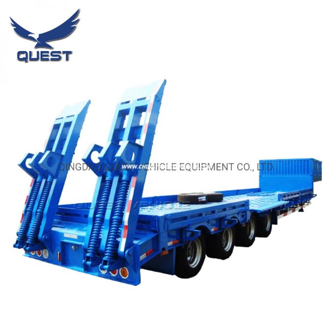 Quest 4axle 80ton Low Flatbed Truck Trailer Low Bed Trailer 