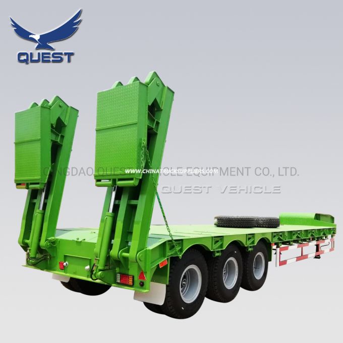 Drilling Rig Machine Transportation 3axles Low Bed Semi Truck Trailer 