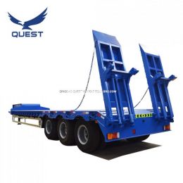 3 Axles Crane Excavator Tractor Transport Low Bed Truck Trailer