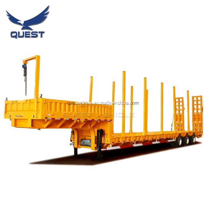 China Manufacturer Tri-Axles 40/50/60 Tons Low Bed Semi Trailer Price 