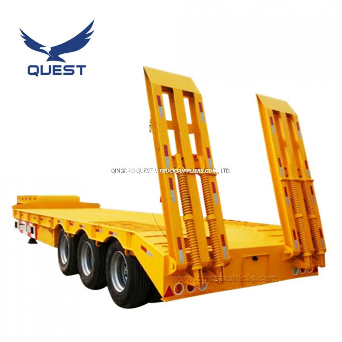 3 Axle Bulldozer Transport Low Bed Truck Trailer Low Loader 