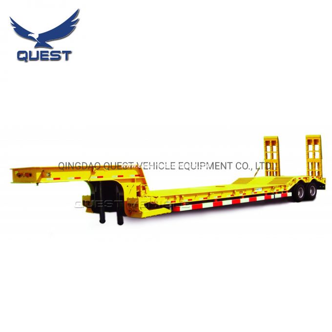 80tons Foldable Gooseneck Front Loading Hydraulic Low Bed Semi Trailer 