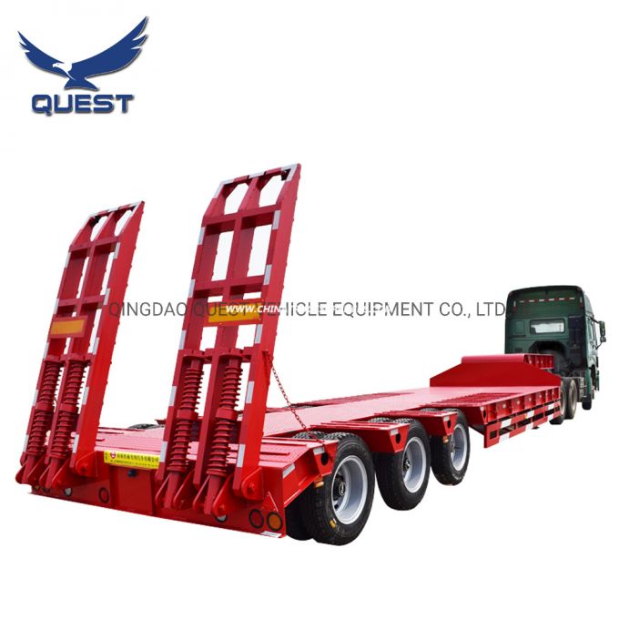 60-80t Low Loader Truck Lowbed Semi-Trailer Low Bed Cargo Trailer 