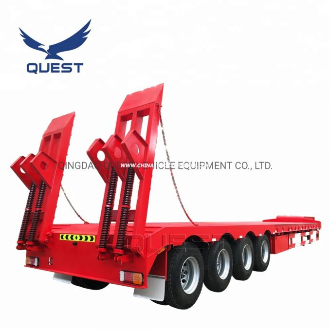 Quest 80tons Heavy Duty Excavator Transport Four Axles Lowbed Trailer 