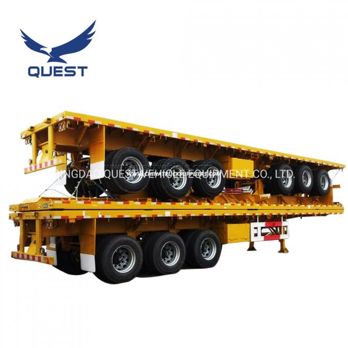 Quest 3axles 40FT Platform Truck Trailer Flatbed Container Trailer 