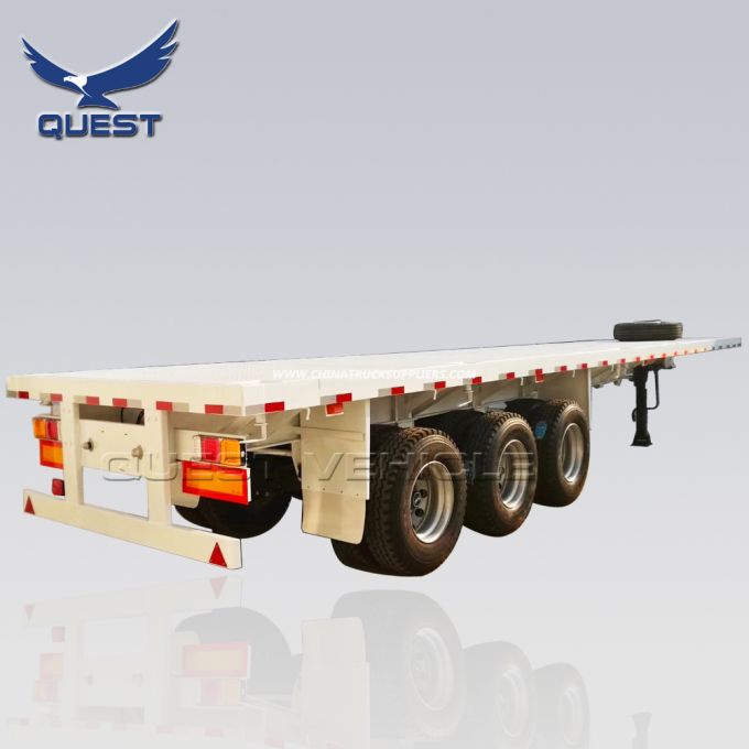 40 Tons 40FT Container 3 Axles Flatbed Semi Trailer Images 1