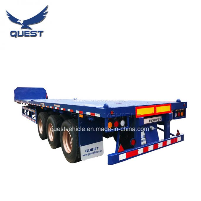 40FT 60 Tons Container Flat Bed Semi Trailers Platform Trailer Images 1