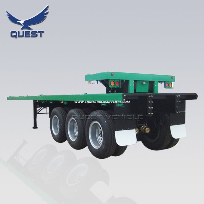 40FT 20FT 50tons Shipping Container Flatbed Semi Truck Trailer Images 1