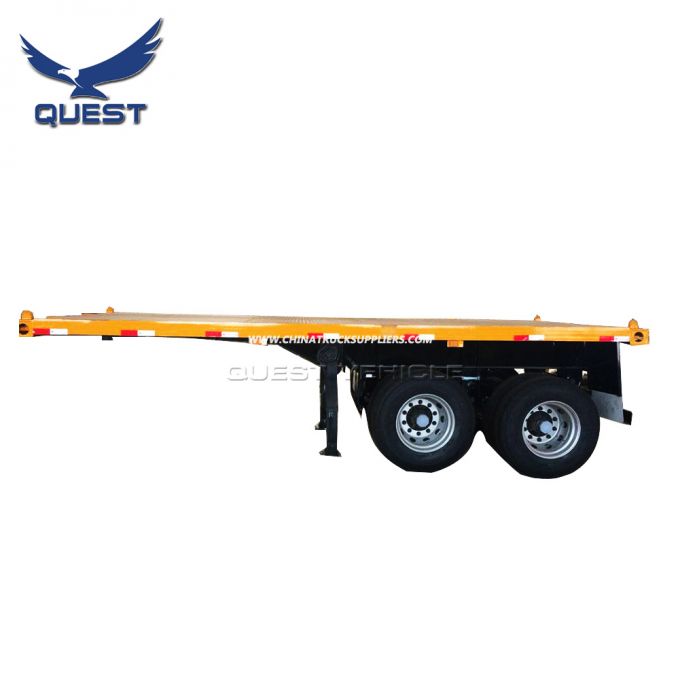 2axles 20FT Flatbed Container Transport Platform Semi Trailer for Sale 