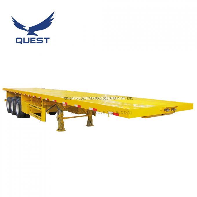Quest 60t 3 Axles Heavy Cargo Transport Flatbed Semi Trailer 